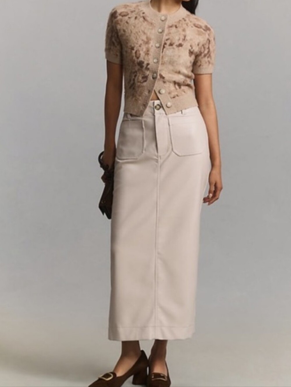 Anthropologie Maeve The Colette Faux Leather Midi Skirt Size S